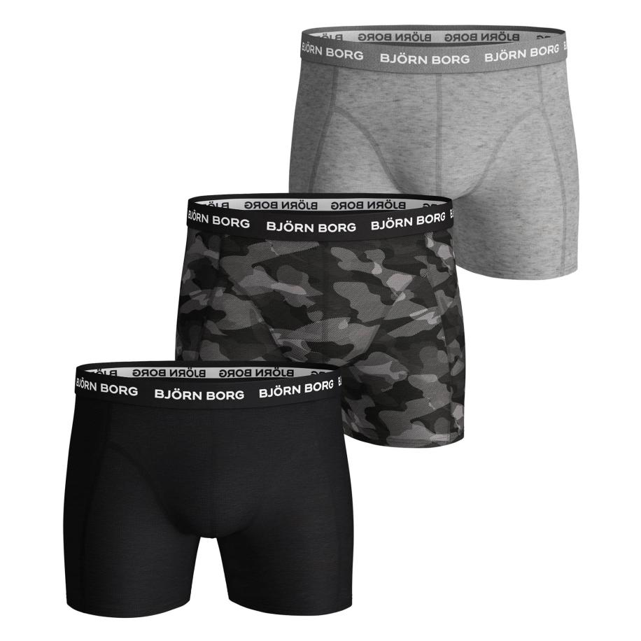 Bjorn Borg Cotton Stretch Boxers 3Pack Zwart Grijs -