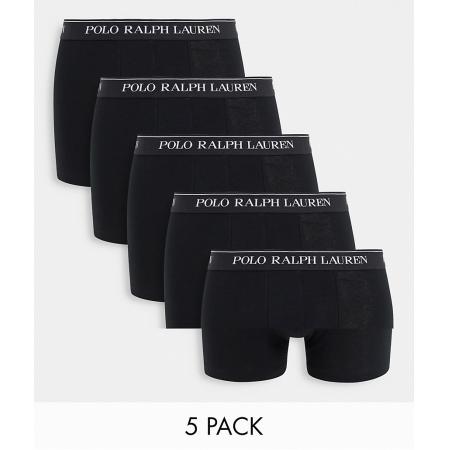 Polo Ralph Lauren - Set van 5 boxershorts in zwart met logo op de tailleband
