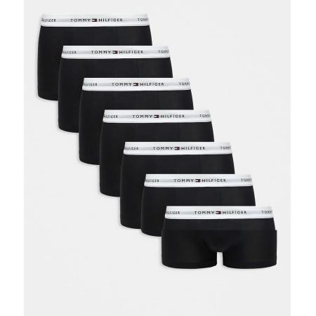 Tommy Hilfiger - Signature - Cotton Essentials - Set van 7 boxershorts in zwart met witte tailleband