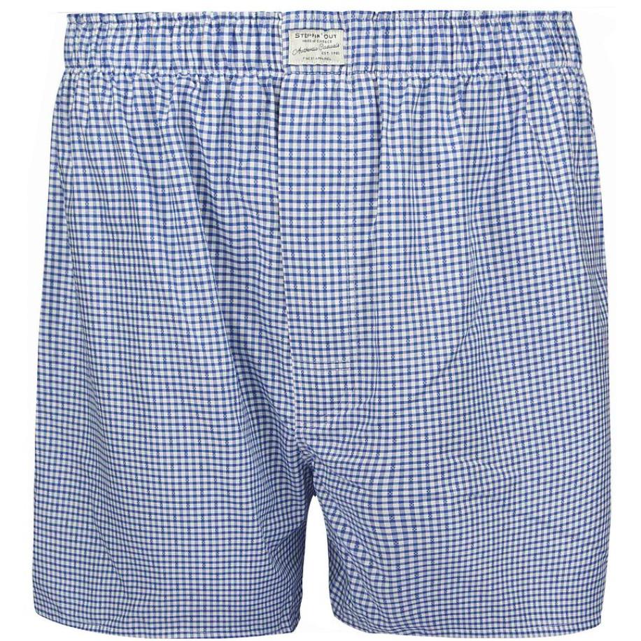 Steppin' Out Boxershort Dobby Ruit Blauw Blauw