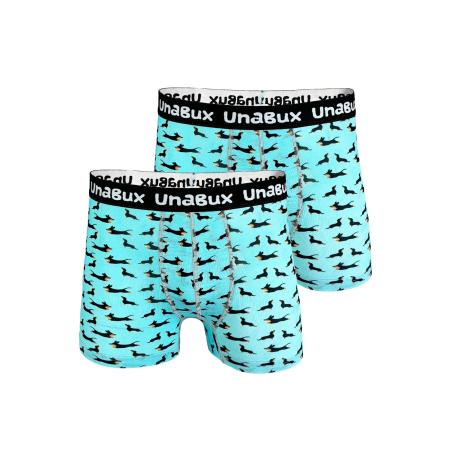 UnaBux UNABUX Boxershorts BLACK WHITE RABBIT turquoise