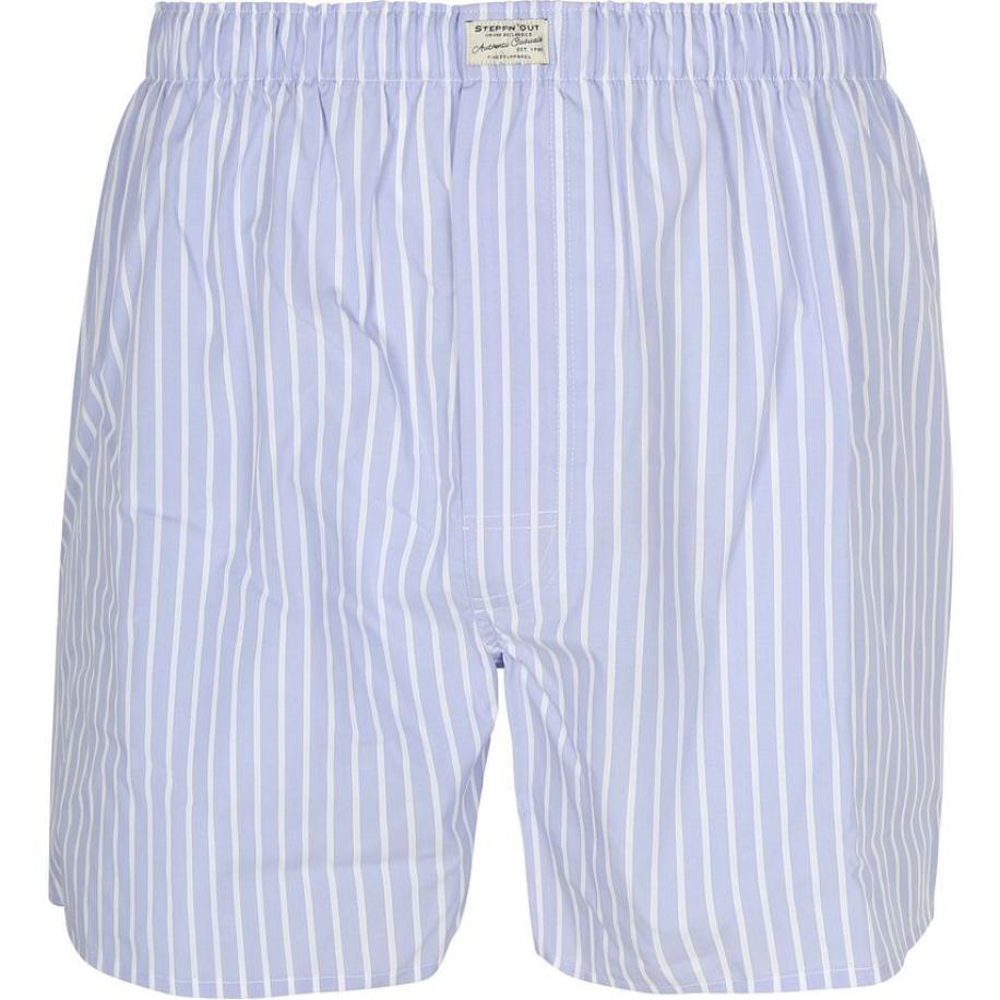 Steppin' Out Boxershort Poplin gestreept Lichtblauw Blauw