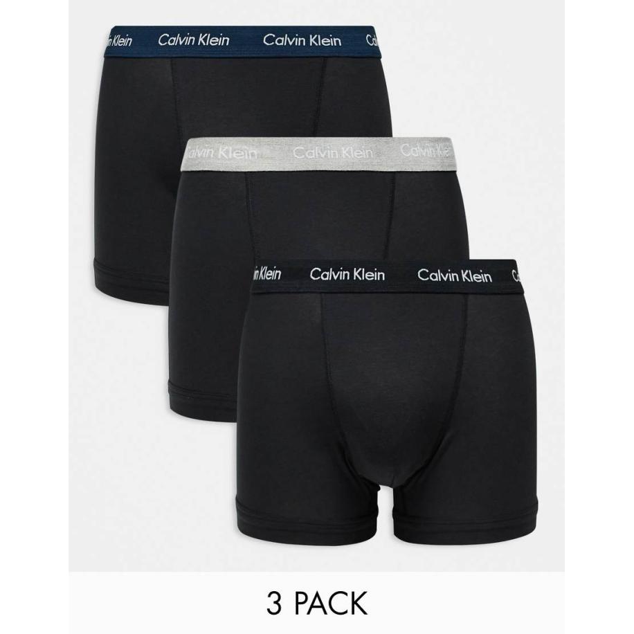 Calvin Klein - Set van 3 boxershorts van stretchkatoen met gekleurde taillebanden in zwart Zwart