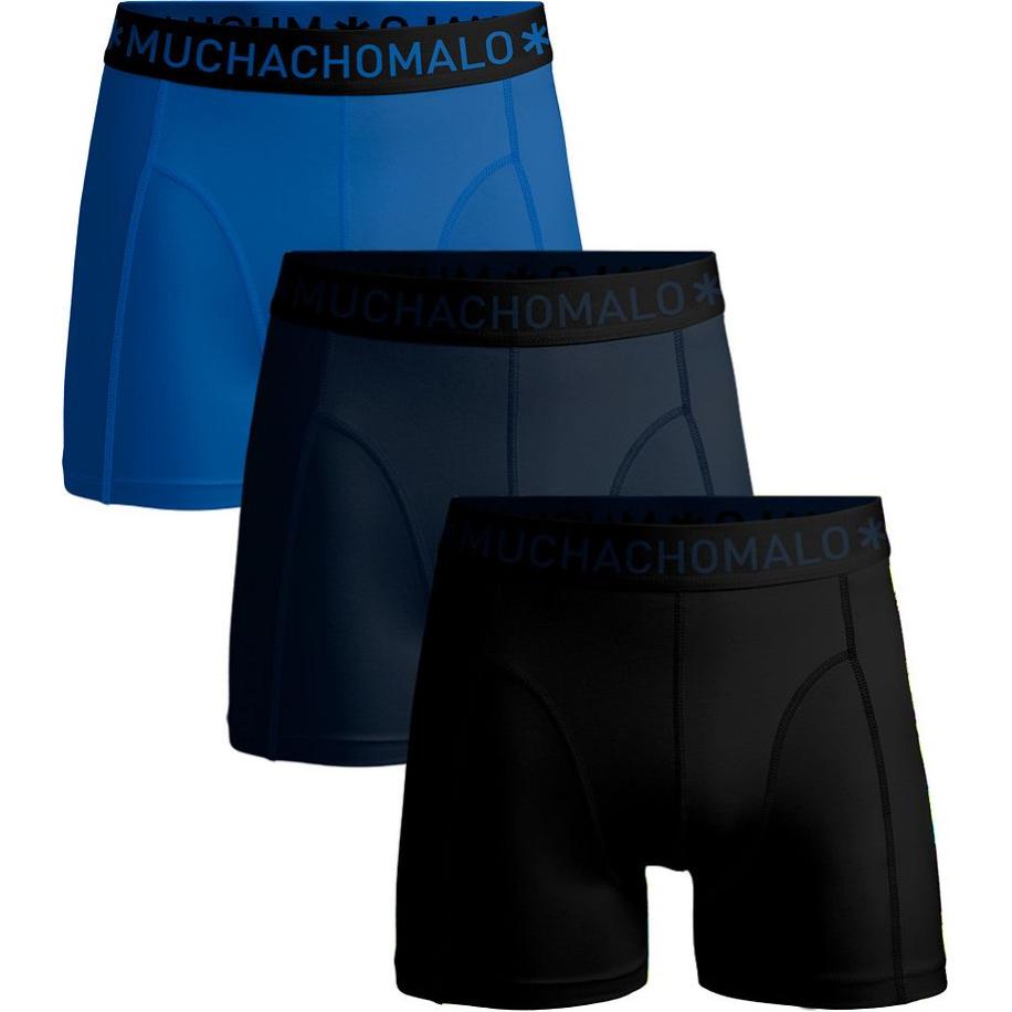 Muchachomalo Boxershorts Effen Blauw Zwart 3-Pack Zwart