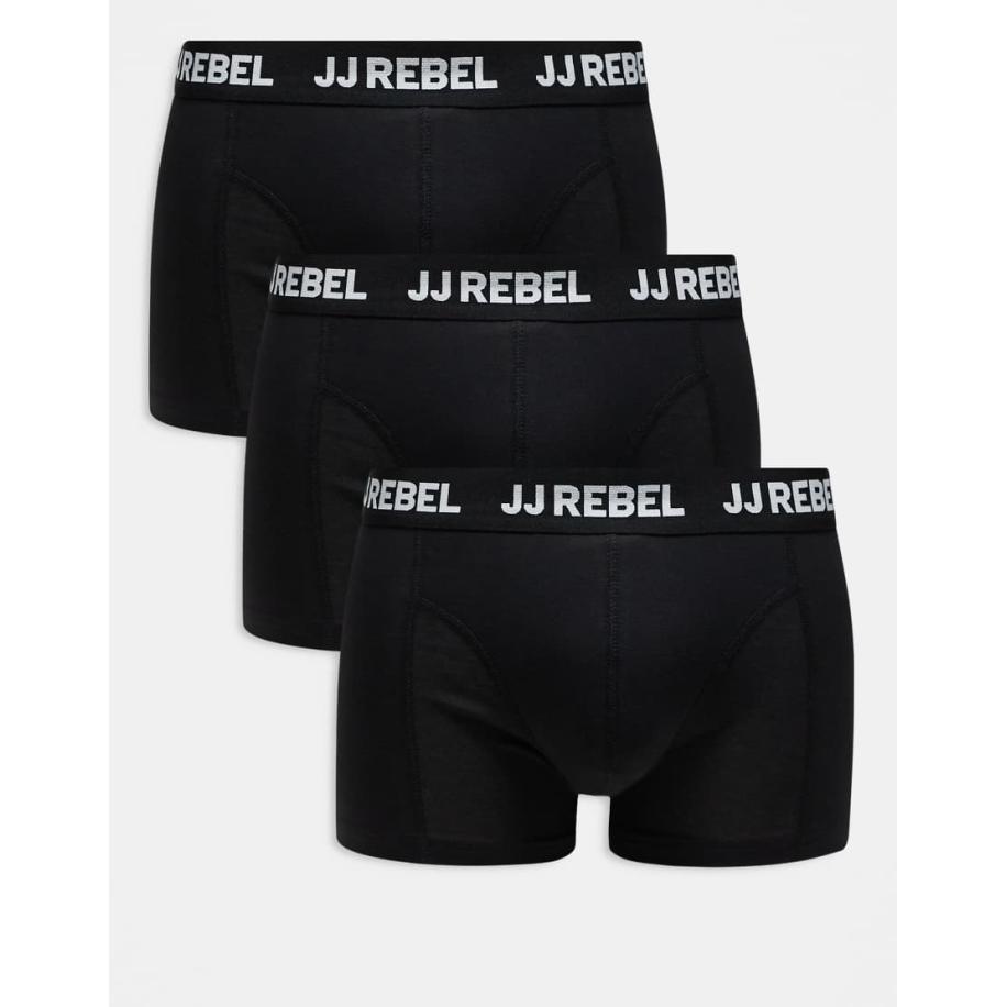 JJ Rebel - Set van 3 boxershorts in zwart Zwart