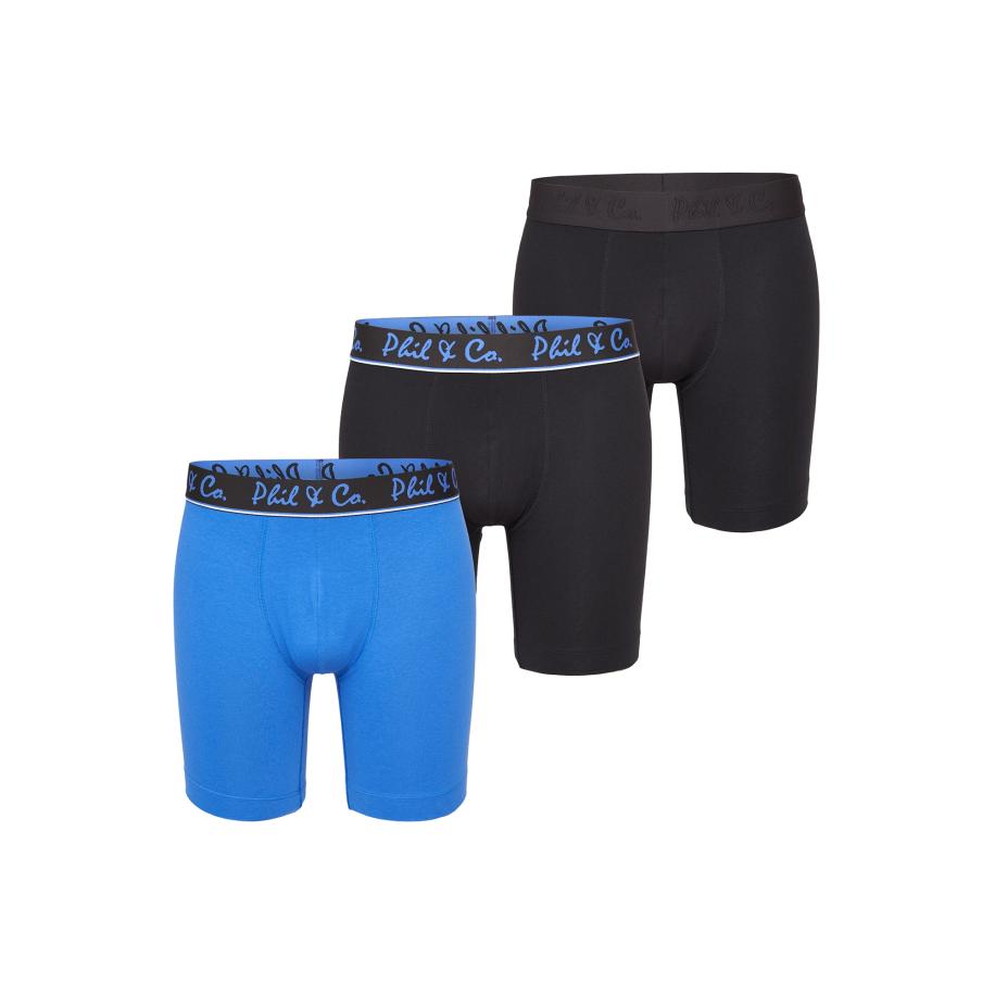 Phil & Co. Berlin Phil & Co. Berlin Boxershorts Jersey Long Boxer blauw / zwart -