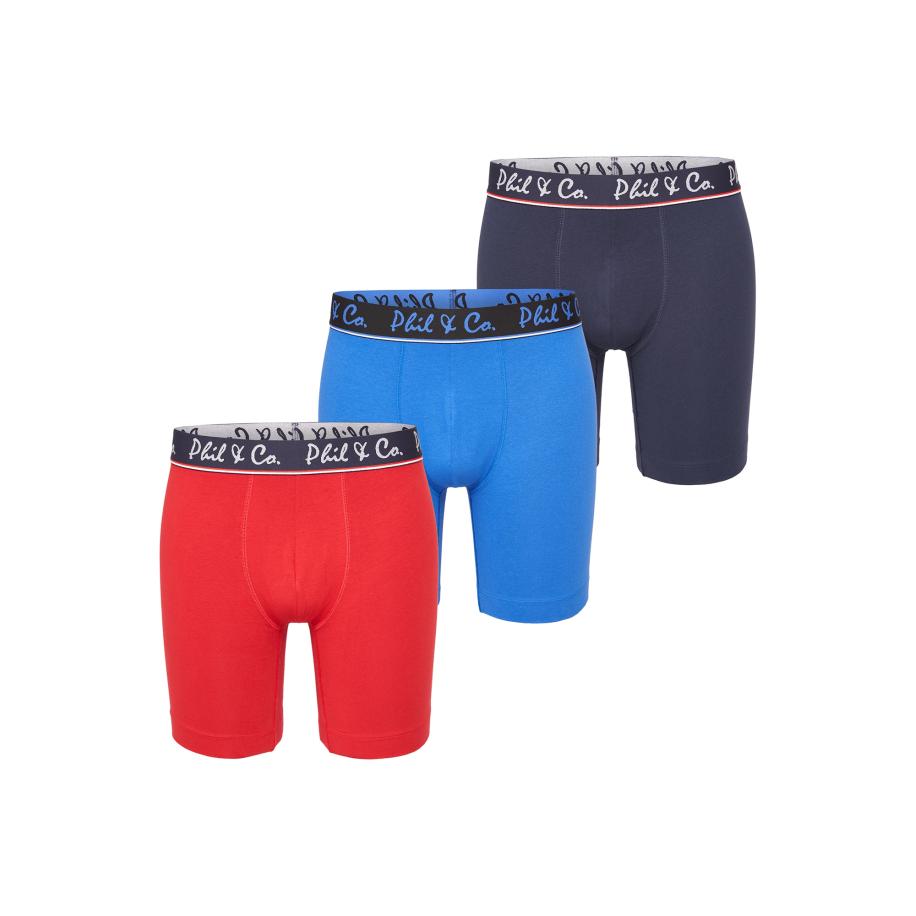 Phil & Co. Berlin Phil & Co. Berlin Boxershorts Jersey Long Boxer navy / hemelsblauw / vuurrood -