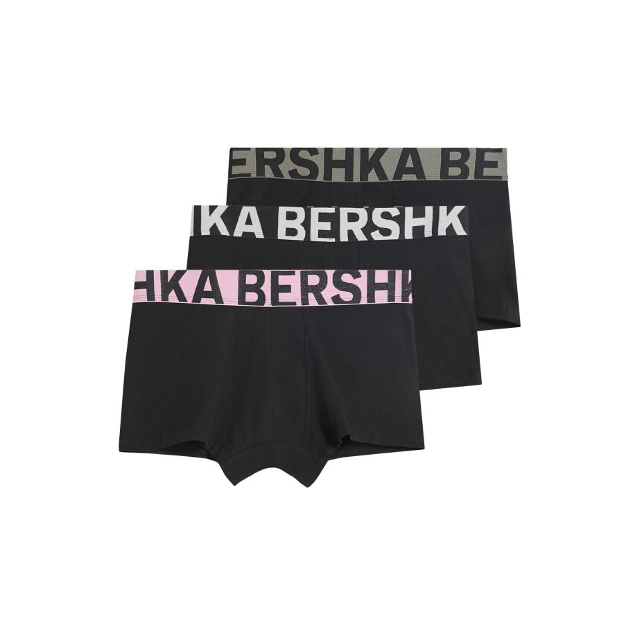 Bershka Bershka Boxershorts stone grey / rosa / zwart / wit -