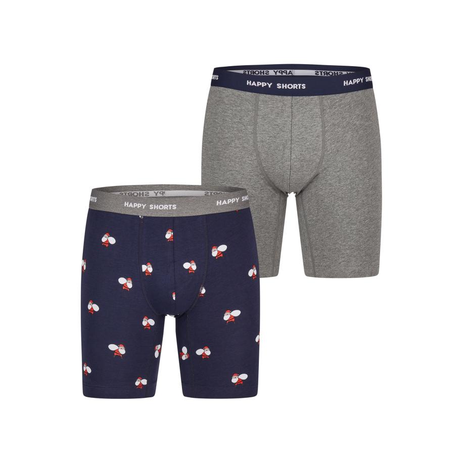 Happy Shorts Happy Shorts Boxershorts XMAS Boxer Briefs donkerblauw / grijs gemêleerd -