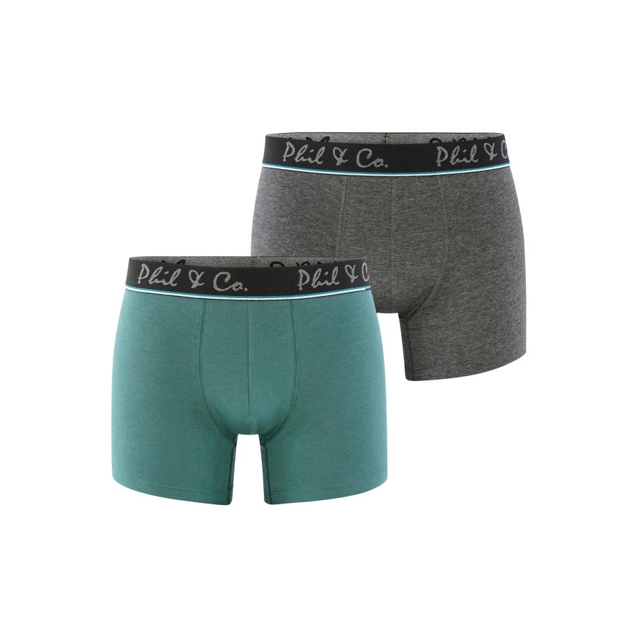 Phil & Co. Berlin Phil & Co. Berlin Boxershorts 2-Pack Jersey grijs / groen / grasgroen -