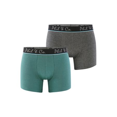 Phil & Co. Berlin Phil & Co. Berlin Boxershorts 2-Pack Jersey grijs / groen / grasgroen
