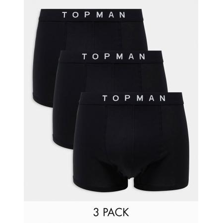 Topman - Set van 3 boxershorts in zwart met zwarte taillebanden-Veelkleurig