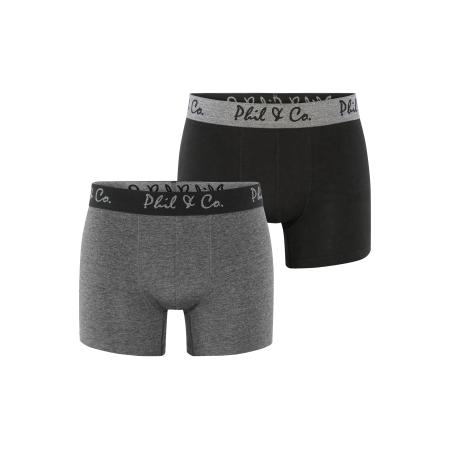 Phil & Co. Berlin Phil & Co. Berlin Boxershorts 2-Pack Jersey grijs / zwart