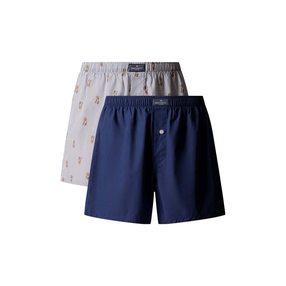 Hackett London Boxershorts Harry saffier / donkerblauw / bruin / offwhite Blauw
