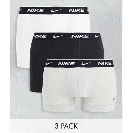 Nike - Set van 3 katoenen onderbroeken met stretch in zwart/grijs/wit-Veelkleurig