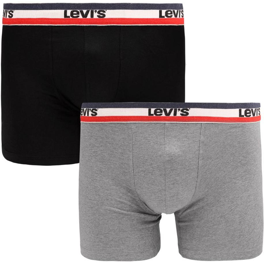 Levi's Brief Boxershorts 2-Pack Zwart Grijs Grijs