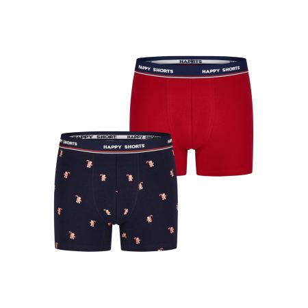 Happy Shorts Happy Shorts Boxershorts Xmas donkerblauw / abrikoos / knalrood / wit