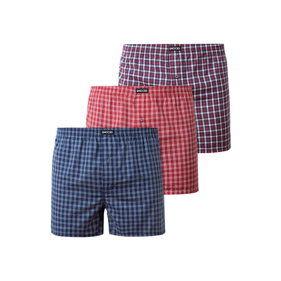SNOCKS SNOCKS Boxershorts blauw / lichtrood / wit -