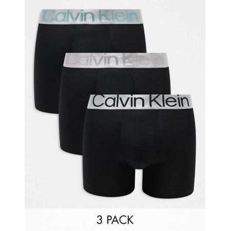 Calvin Klein Steel - Set van 3 boxershorts met logo op de tailleband in zwart