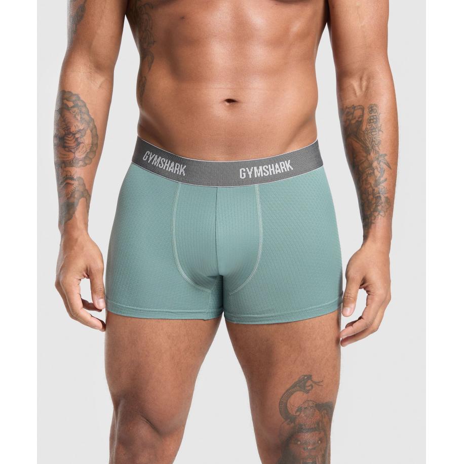 Gymshark Sports Tech Boxer 3PK Black/Deep Orange/Celeste Blue Zwart