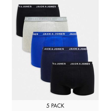 Jack & Jones - Set van 5 boxershorts in verschillende kleuren-Zwart