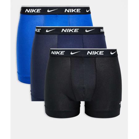 Nike - Everyday - Cotton Stretch - Set van 3 boxershorts in zwart en blauw