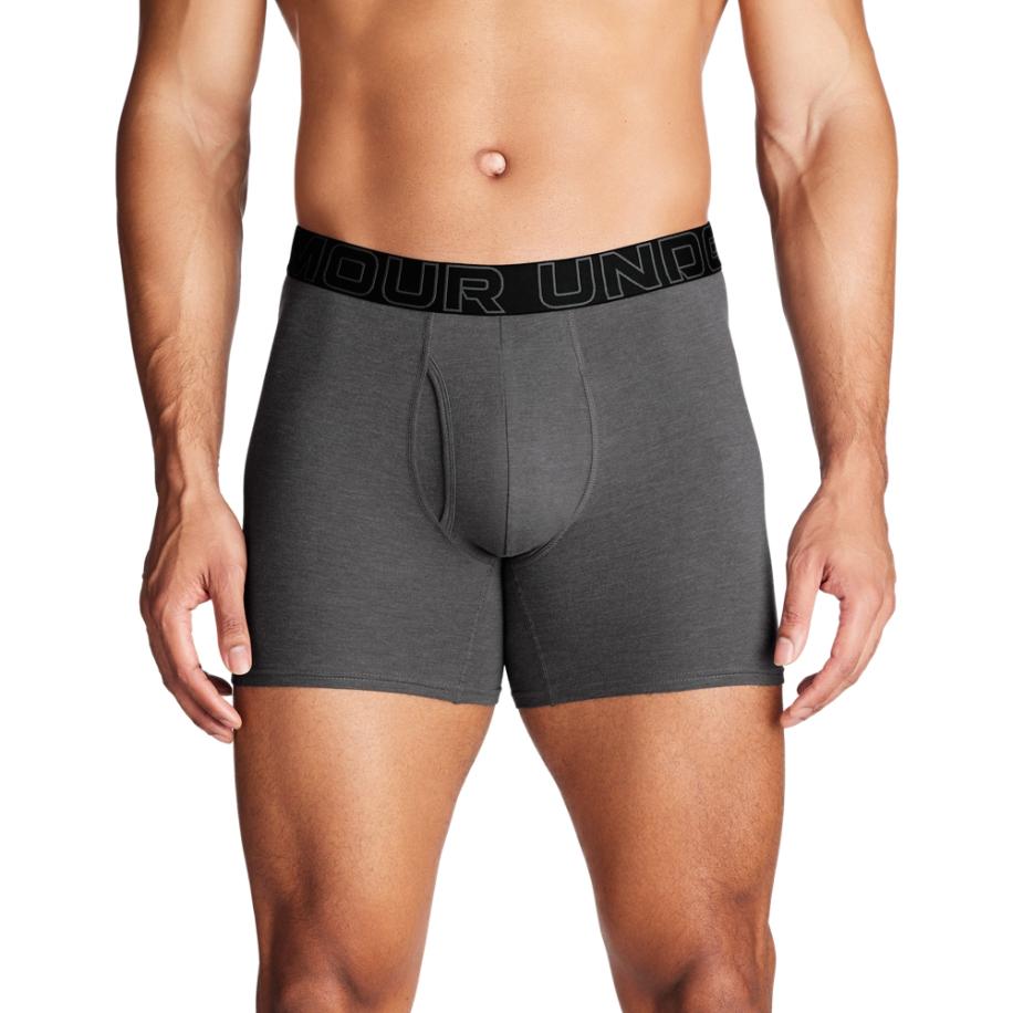 Under Armour Performance Cotton Boxerjock® Herenondergoed 15 cm - Set van 3 Castlerock Full Heather / Rood / Staal L Grijs