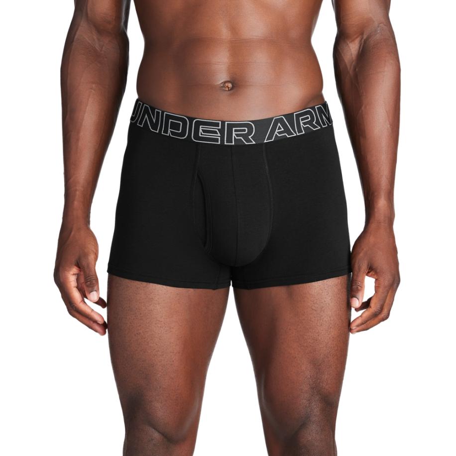 Under Armour Performance Cotton Boxerjock® Herenondergoed 8 cm - Set van 3 Zwart / Zwart / Staal XXL Zwart