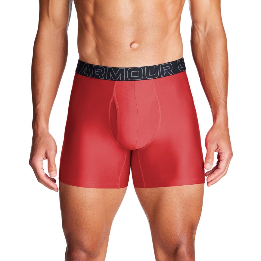 Under Armour Performance Tech™ Boxerjock® Herenondergoed - 15 cm - Set van 3 Rood / Castlerock Full Heather / Castlerock L Rood