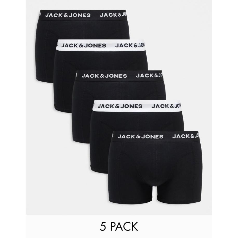 Jack & Jones - Set van 5 boxershorts met logo op de tailleband in zwart en wit Zwart