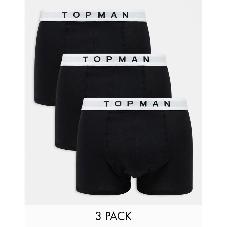Topman - Set van 3 boxershorts in zwart met witte taillebanden-Veelkleurig Multicolor