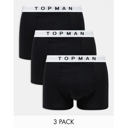 Topman - Set van 3 boxershorts in zwart met witte taillebanden-Veelkleurig