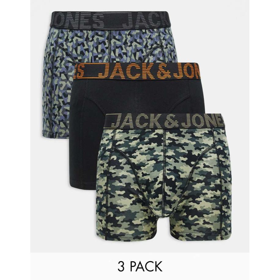 Jack & Jones - Set van 3 boxershorts met camouflageprint in groen Groen