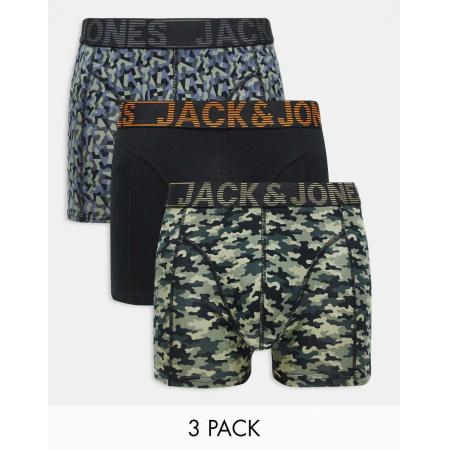 Jack & Jones - Set van 3 boxershorts met camouflageprint in groen