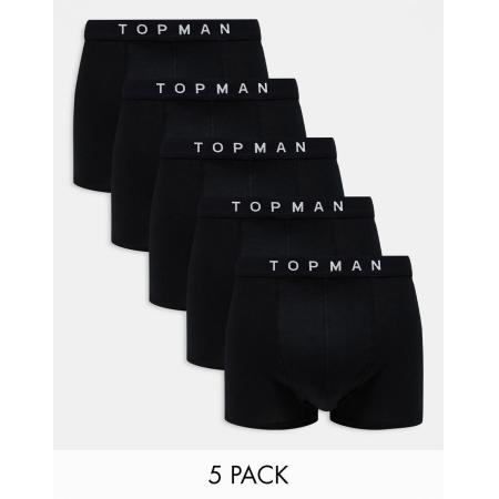 Topman - Set van 5 boxershorts in zwart met zwarte taillebanden-Veelkleurig