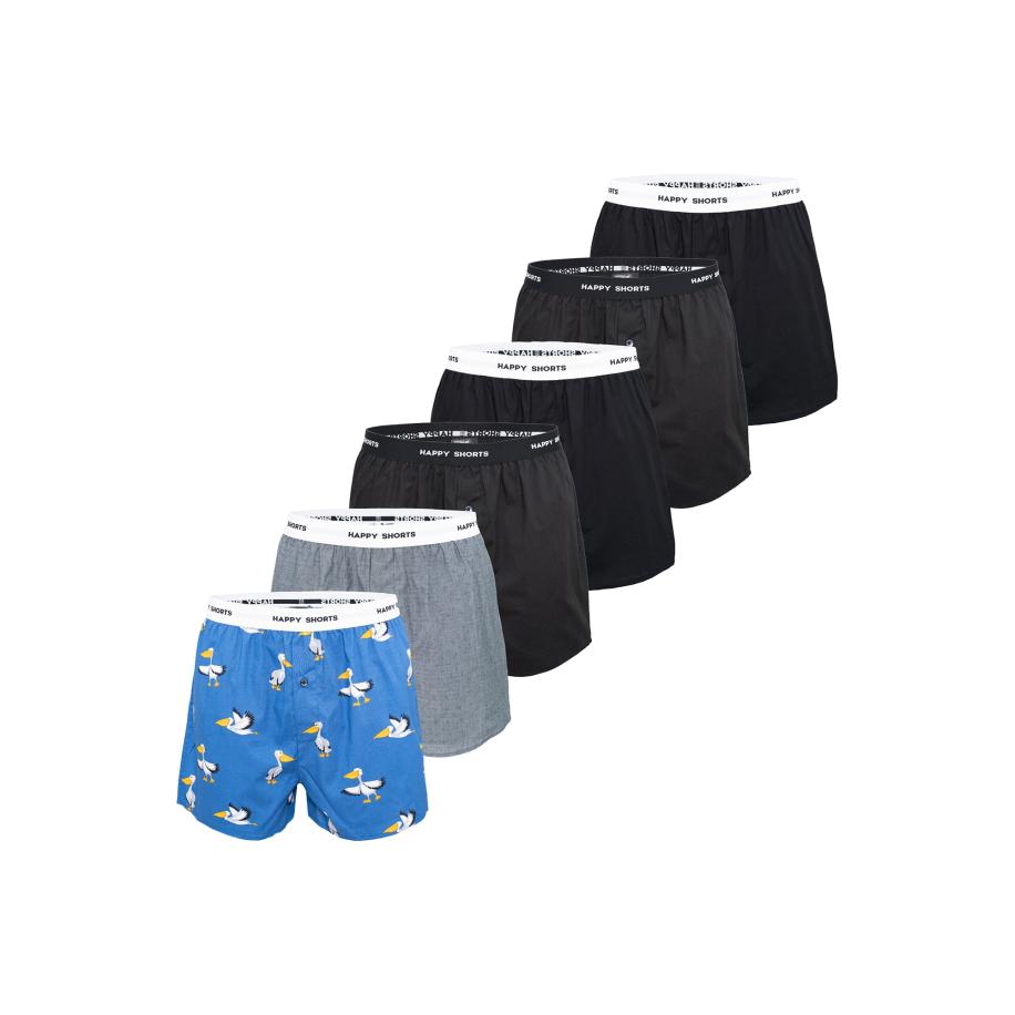 Happy Shorts Happy Shorts Boxershorts lichtblauw / grijs gemêleerd / zwart / wit -