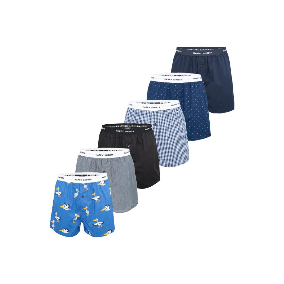 Happy Shorts Happy Shorts Boxershorts lichtblauw / donkerblauw / zwart / wit -