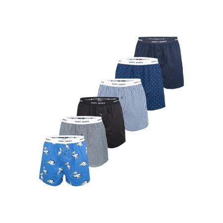 Happy Shorts Happy Shorts Boxershorts lichtblauw / donkerblauw / zwart / wit