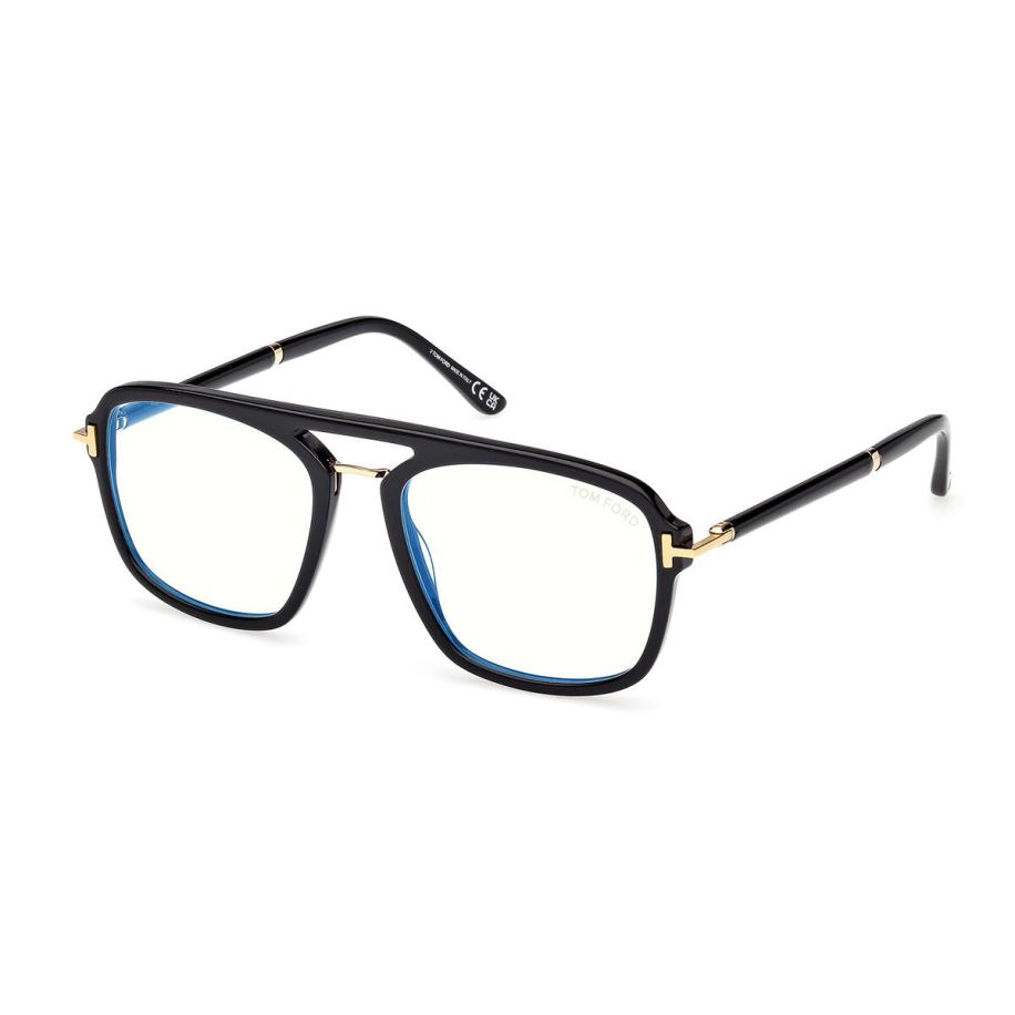 Tom Ford FT6086-B 1 Blauw-Light Block Zwart Heren Bril