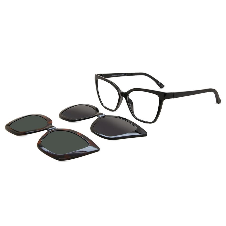 Dames Cat-eye Clip-On Plastic Zwart Bril - Anti-Blauwlichtglazen - SmartBuy Collection