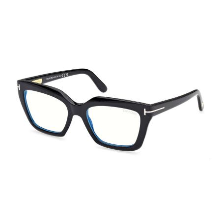 Tom Ford FT6093-B 001 Blauw-Light Block Zwart Dames Bril