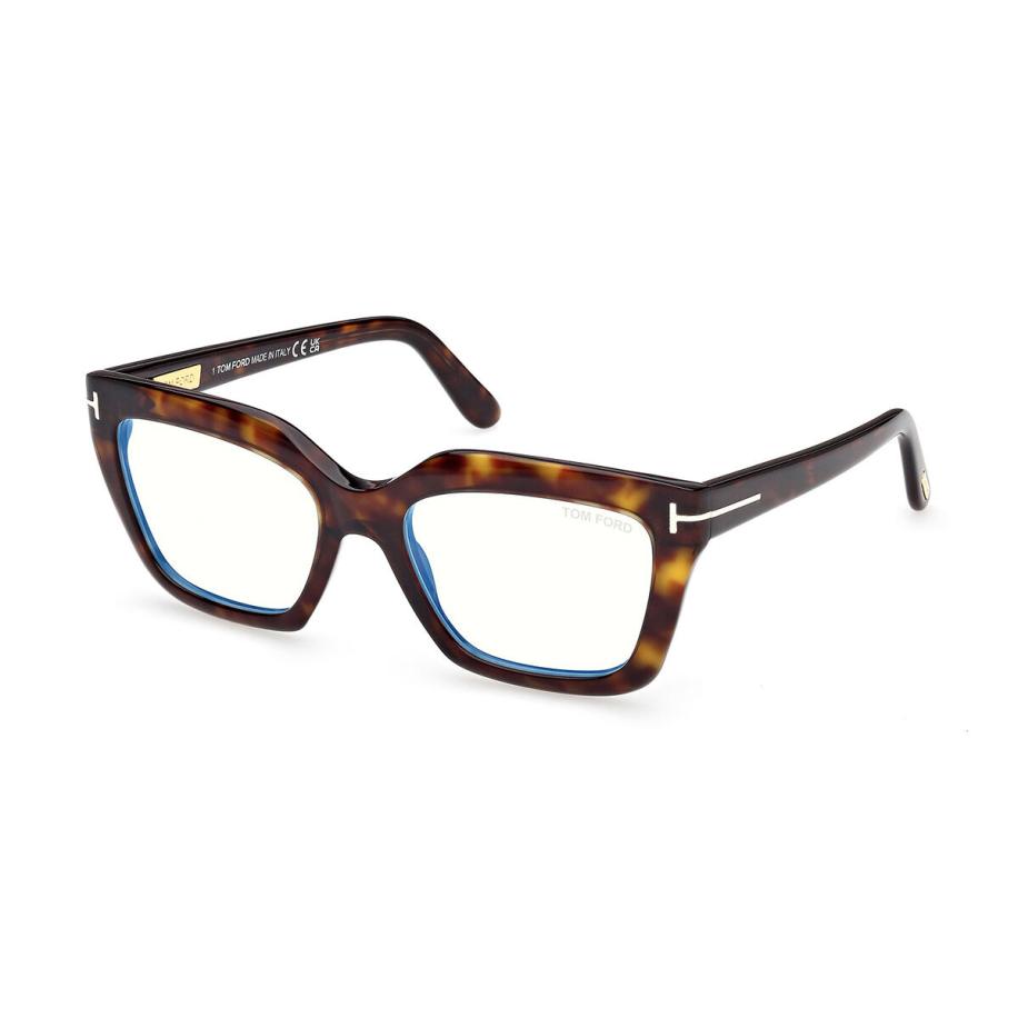 Tom Ford FT6093-B 52 Blauw-Light Block Tortoiseshell Dames Bril