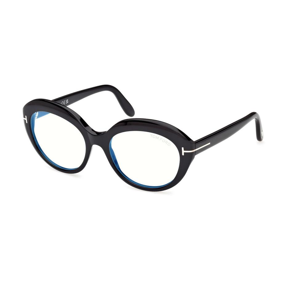 Tom Ford FT6095-B 1 Blauw-Light Block Zwart Dames Bril