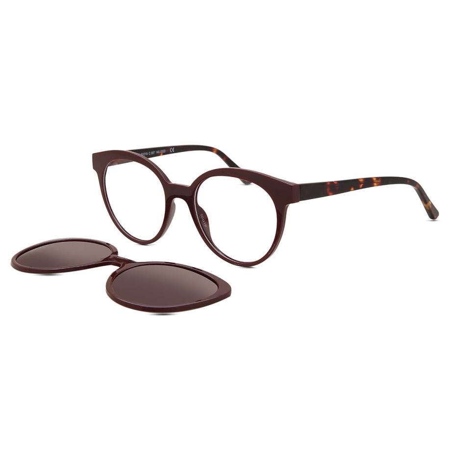 Dames Ovaal Clip-On TR90 Bordeaux Bril - Anti-Blauwlichtglazen - SmartBuy Collection