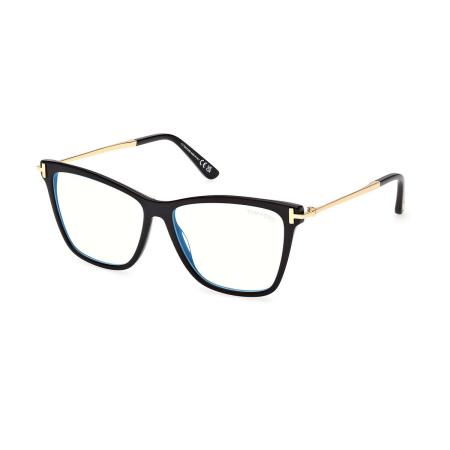 Tom Ford FT6097-B 001 Blauw-Light Block Zwart Dames Bril