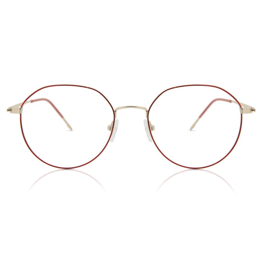Heren Ovaal Volledige rand Metaal Rood Bril - Anti-Blauwlichtglazen - SmartBuy Collection