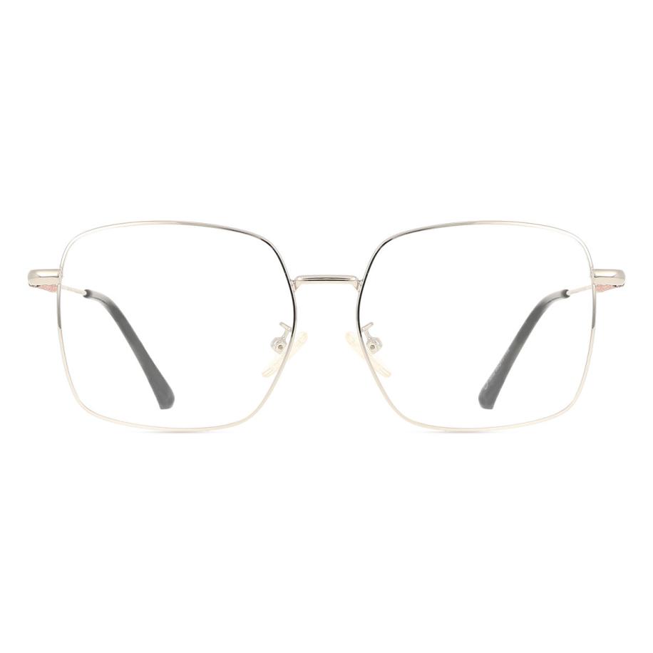 Dames Vierkant Volledige rand Metaal Zilver Bril - Anti-Blauwlichtglazen - SmartBuy Collection
