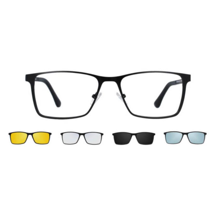 Heren Vierkant Clip-On Metaal Zwart Bril - Anti-Blauwlichtglazen - SmartBuy Collection