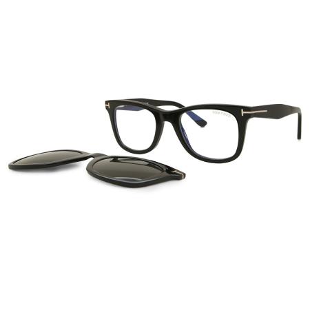 Tom Ford FT5970-B with Clip-On 001 Blauw-Light Block Zwart Heren Bril