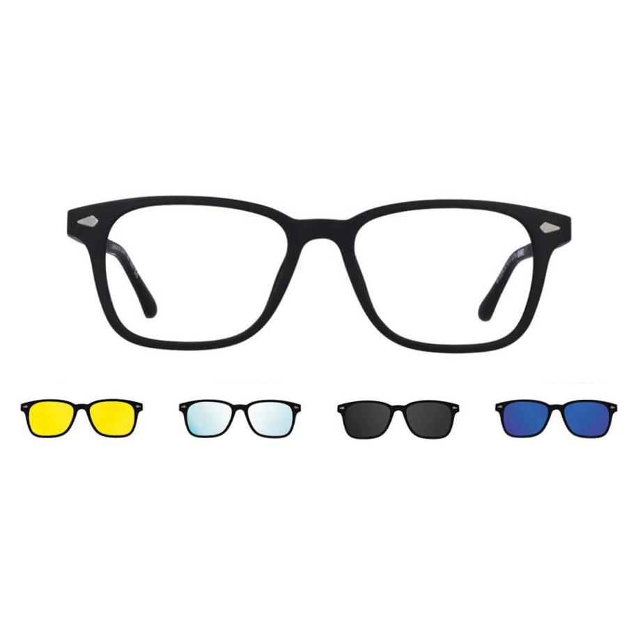 Heren Vierkant Clip-On Plastic Zwart Bril - Anti-Blauwlichtglazen - SmartBuy Collection